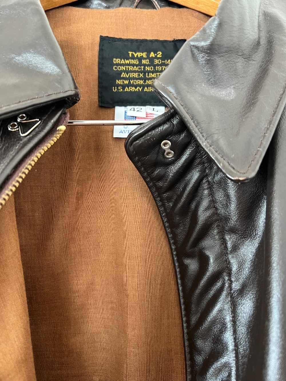 1978 Authentic Avirex Limited A-2 Military Flight Leather Bomber Jacket USA Made - Picture 6 of 6